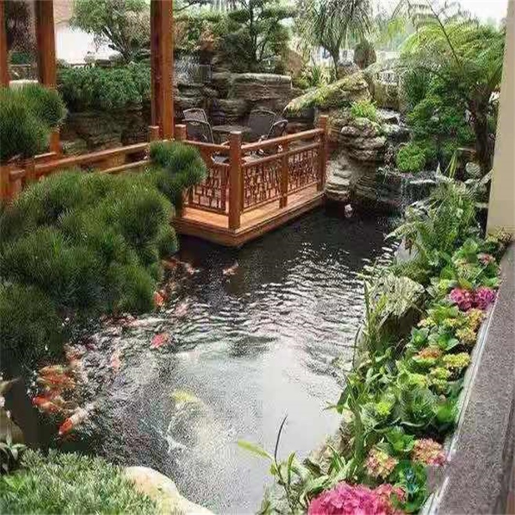 长宁庭院设计鱼池假山建造图